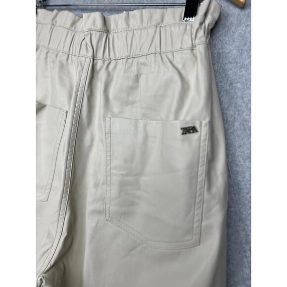 90s Zara High Waist Paper Bag Wide Leg Faux Leather Pants Womens Size 8 Oversize - Picture 6 of 12